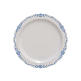 9 In. White/Navy Victorian Design Plates | 40 Count